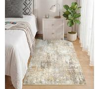 INOVADAY Washable Rugs Living Room 80x150 cm Modern Abstract Rug with Soft Low Pile Vacuum Friendly Non Slip Backing Minimalist Carpet for Lounge Bedroom Dining Room Home Office Brown/Grey