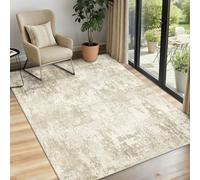 INOVADAY Washable Rugs Living Room 90x150 cm Modern Abstract Rug with Soft Low Pile Vacuum Friendly Non Slip Backing Minimalist Carpet for Lounge Bedroom Dining Room Home Office Beige