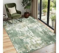INOVADAY Washable Rugs Living Room 90x150 cm Modern Abstract Rug with Soft Low Pile Vacuum Friendly Non Slip Backing Minimalist Carpet for Lounge Bedroom Dining Room Home Office Green Yellow