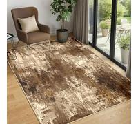 INOVADAY Washable Rugs Living Room 90x150 cm Modern Abstract Rug with Soft Low Pile Vacuum Friendly Non Slip Backing Minimalist Carpet for Lounge Bedroom Dining Room Home Office Brown/Tan