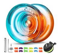 INOVASHON Crystal Responsive Yoyo K2, Dual Purpose Yo-Yo for Kids and Beginner, Professional Trick for Finger Spin, Plastic Unresponsive Yoyo with 12 Strings, Bearing Kit, Case (Blue Orange)