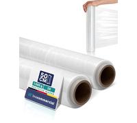 Inoverse 2 Rolls Stretch Film, 21 Micron Transparent Wrap Cling Film, 50 cm / 1.5 kg Hand Stretch Film for Furniture & Moving, Pallet Film, Packaging Film on Roll, Moisture & Water Proof Shrink Film