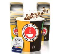Inoverse Pack of 50 Paper Cups, Disposable Coffee to Go Cups, 7.5 oz - 180 ml, Coffee to Go Cups Cardboard, Espresso Cups for Tea, Leak-Proof Drinkware for Hot & Cold Drinks