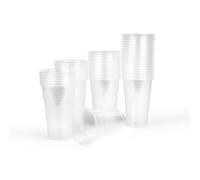Inoverse Plastic Disposable Cups 50 Pack 300 ml (0.3 L) - Party & Drinking Cups, Transparent Stackable Drinkware for Beer, Juice, Water, Events & Catering