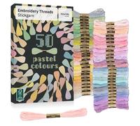 Inovida Embroidery Thread Set 50 Colours Each 5 Metres in Pastel: Pastel Colours Sewing Thread Set - Make Your Own Friendship Bracelets - Embroidery, Bracelet Knotting, Braiding - Cross Stitch Yarn