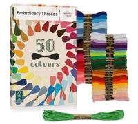 Inovida Embroidery Threads Set 50 Colours 5m Each : Sewing Thread Kit for Friendship Bracelet Making, Crafting, Weaving - Cross Stitch