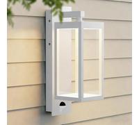 Inowel Porch Lights Outdoor Motion Sensor Wall Light LED Wall Mount Lantern White Exterior Light Fixture with Glass for House Garage Patio Garden,13W 750LM,IP54 Waterproof