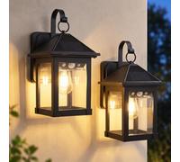Inowel Solar Wall Lights Outdoor,2 Pack Solar Wall Lanterns Waterproof Dusk to Dawn Motion Sensor LED Sconce Lights E26 Bulb Exterior Front Porch Security Lamps Wall Mount Patio Fence Decorative
