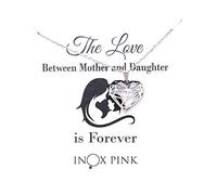 INOXPINK Mother Daughter Love Heart Stainless Steel Pendant Necklace The Love Between Mother and Daughter in an Organza Gift Bag