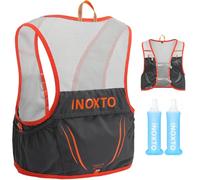 INOXTO Hydration Vest Backpack,Lightweight Water Running Vest Pack with 450 Bottles Daypack for Hiking Trail Running Cycling Race Marathon for Women Men (Gray deep Orange, L/XL 35.4-45.27 in)