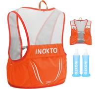 INOXTO Hydration Vest Backpack,Lightweight Water Running Vest Pack with 450 Bottles Daypack for Hiking Trail Running Cycling Race Marathon for Women Men (Orange, L/XL 35.4-45.27 in)