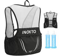 INOXTO Hydration Vest Backpack,Lightweight Water Running Vest Pack with 450 Bottles Daypack for Hiking Trail Running Cycling Race Marathon for Women Men (Black White, M/L 31.5-39.3 in)