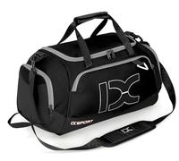 INOXTO Large Foldable Sport Travel Duffel Bag with Wet and Dry Pockets and Shoe Compartment for Men and Women, Weekend Overnight Camping Duffel Bag (Black with White, Standard)