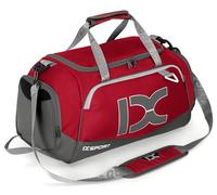 INOXTO Large Foldable Sports Gym Bag with Wet and Dry Pockets and Shoe Compartment for Men and Women, Weekend Overnight Camping Travel Duffel Bag (red with White, Standard)