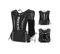INOXTO Running Backpack, 5-liter lightweight hydration bag for outdoor hiking cross country marathon cycling competition mountaineering water bag backpack for men (Black white)