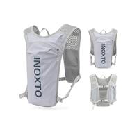 INOXTO Running Backpack, 5-liter lightweight hydration bag for outdoor hiking cross country marathon cycling competition mountaineering water bag backpack for men (light gray dark blue)
