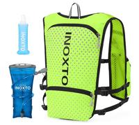 INOXTO Running Hydration Vest Backpack,Lightweight Insulated Pack with 1.5L Water Bladder Bag Daypack for Hiking Trail Running Cycling Race Marathon for Women Men (Green Reflective)