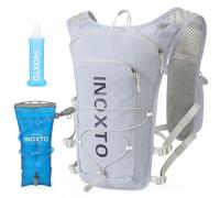 INOXTO Running Hydration Vest Backpack,Lightweight Pack with 1.5L Water Bladder and 250ml Soft Flask Daypack for Hiking Trail Running Cycling Race Marathon for Women Men (Gray Dark Blue, Standaed)
