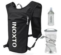 INOXTO running water bag vest backpack with1.5L water bladder hydration pack backpack suitable for running, cycling, mountain climbing, camping for men women (Black and white 1.5L water bag, standard)
