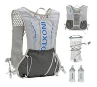 INOXTO running water bag vest backpack with1.5L water bladder hydration pack backpack suitable for running, cycling, mountain climbing for men women (Light gray 1.5L water bag, standard, standard)