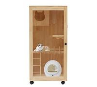 INPAITOO Large Wooden Cat House for Cats, Luxury Multi-Feature Cat Condo, Indoor Outdoor Enclosure Condo, Rolling Wooden Stray Shelter (23.62 * 23.62 * 47.24 inches)