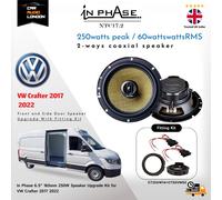 InPhase XTC17.2 250W 2-Way Coaxial Speaker kit Adapters + Harness for VW Crafter