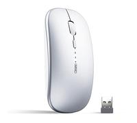 INPHIC Bluetooth Mouse, Tri-Mode Rechargeable Wireless Mouse, Silver | BT 5.0/4.0+2.4G, Multi-Device Slim Silent Mouse, 2400 DPI Portable Mouse for Mac Laptop Pc Computer