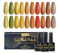 INPING Gel Nail Polish, Glitter Nude Pink Gray White Brown Dark Red Jelly Gel Spring Summer Fall Winter Polish Soak Off UV/Led for Women Nail Art Manicure Salon, Christmas Halloween (Green Yellow)
