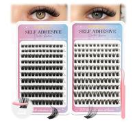 INPING Self Adhesive Eyelashes, 2 Styles Pre Glued Cluster Lashes, 8-16mm | 240PCS, C-Curl, Volume Lashes, Wispy Lashes, Press On Lash No Glue Needed, Tweezers for Eyelash Extensions, Daily Easy Use