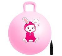 INPODAK 18inch Space Hopper,45cm Pink Hopper Ball for Kids,Bouncy Balls with Hand Pump,Jumping Balls for Kids age 3-8 Years,Indoor Outdoor Hopping Ball,Hopping Toys for Children(Pink Rabbit)