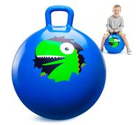 INPODAK 18inch Space Hoppers for Kids Age 3-8 Blue Dinosaur Hopper Ball | Anti-Slip Space Hopper with Handle Inflatable Bouncy Ball with Pump Indoor Outdoor Garden Jumping Toys Boys Girls Gifts