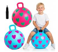 INPODAK 2Pack 15inch Space Hopper Anti-slip Hopper Ball with Handle Inflatable Jumping Ball with Handpump 40cm Space Hoppers for Kids Age 3 to 6 Boys Girls Indoor Outdoor Garden Yard Hopping Toys