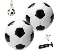 INPODAK 2Pack Size 3 Foootball,Black and White Soccer Ball with Pump,Youth Junior Kids Soccer Ball for Training,Matches, School, Club,Balls for Garden Lawn Outdoor,Football Gift For Boy 5-10 Years Old