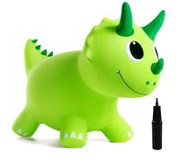 INPODAK Bouncy Animal Hopper Green Dinosaur Hoppers for Kids Ride On Toys | Inflatable Bouncing Horse with Pump Removable Cover Animals Space Hoppers for Kids Age 1-6 Indoor Outdoor Jumping Toys