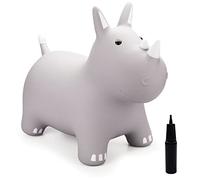 INPODAK Bouncy Animal Hopper Grey Rhino Hoppers for Kids Ride On Toys