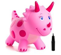 INPODAK Bouncy Animal Hopper Pink Dinosaur Hoppers for Kids Ride On Toys | Inflatable Bouncing Horse with Pump Animals Space Hoppers for Kids Age 1-6 Indoor Outdoor Jumping Toys Boys Girls Gifts