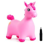 INPODAK Bouncy Animal Hopper Pink Unicorn Hoppers for Kids Ride On Toy | Inflatable Bouncing Horse with Pump Animals Space Hoppers for Kids 1-6 Indoor Outdoor Jumping Toys Boys Girls Gifts