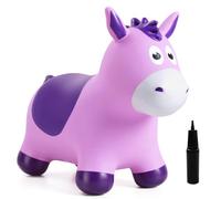 INPODAK Bouncy Animal Hopper Purple Horse Hoppers for Kids Ride On Toy | Inflatable Bouncing Horse with Pump Animals Space Hoppers for Kids 1-6 Indoor Outdoor Jumping Toys Boys Girls Gifts