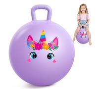 INPODAK Purple Unicorn Space Hopper 18inch Space Hoppers for Kids Age 3-8 | Anti-Slip Space Hopper Ball with Handle Inflatable Bouncy Ball with Pump Indoor Outdoor Garden Jumping Toys Boys Girls Gifts