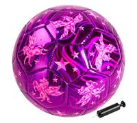 INPODAK Size 4 Football,Soccer Ball for Kids Age 8-12,Footballs for Youths,Juniors,Training,Club,Match Ball with Hand Pump,Purple Unicorn football for teens,Footballs Gift for Girls