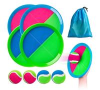 INPODAK Toss and Catch Ball Set,Garden Games for Kids 8-12 Years,Children Bat Balls Catcher Set,Outdoor Sand Beach Toys for Kids Age 3 4 5 6 7 8 Years Old(4 Balls, 4 Paddles)