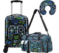 Inprof Kid’s Luggage Set 3 Piece Suitcase Set 16’’ Hardside Luggage Carry on Travel Rolling Luggage Airline Approved for Girls and Boys, Game, 16inch