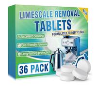 Inpumo Kettle Descaler Tablets, 36 Pcs Powerful Limescale Remover for Kettles, Cafetieres, Irons, Shower Heads, Fast-Acting, Odour-Free, Individually Wrapped Kettle Cleaner Descaling Tablets