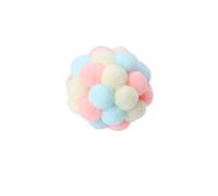 INPUS Colorful Interactive Pom Poms Cat Balls with Bells cat toys for Kitten Indoor and Outdoor Playing, Chewing, Scratching (Pink yellow and blue)