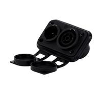 Input&Output Waterproof Powercon True Locking Connector NAC3FX-WP Coupler Panel Mount LED Screen 250V 16A Siamese Socket(1xE1010-Black)