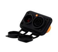 Input&Output Waterproof Powercon True Locking Connector NAC3FX-WP Coupler Panel Mount LED Screen 250V 16A Siamese Socket(1xE1010-Orange)