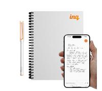 inq Smart Writing Set - Converts Handwriting to Text - Real Ink on Real Paper - AI Note Taking, Voice Recording & Transcription - For iPhone & Android - Smart Pen & Notebook (A5, Journal Size), White