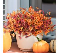 INQCMY Artificial Fake Fall Plants Flowers for Outdoor Outside Decoration,12 Bundles Faux Silk Daisy Flowers UV Resistant Look Real No Fade for Front Door Porch Patio Yard Balcony Autumn Decor