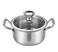 Inqibee 1.5 Quarts Tri-ply Stainless Steel Braiser Pan wiht Lid,Small Induction Cooking Pot,Heavy Duty and Oven Safe.