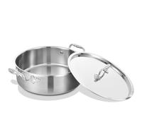 Inqibee 2.5 L Tri-Ply Stainless Sauté Pan with Steel Lid,26 CM Induction Cooking Pot,Braiser,Even Heating and Oven Safe